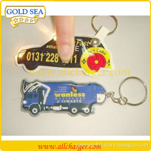 Customized shape Mini LED keychain light waterproof soft pvc for gift